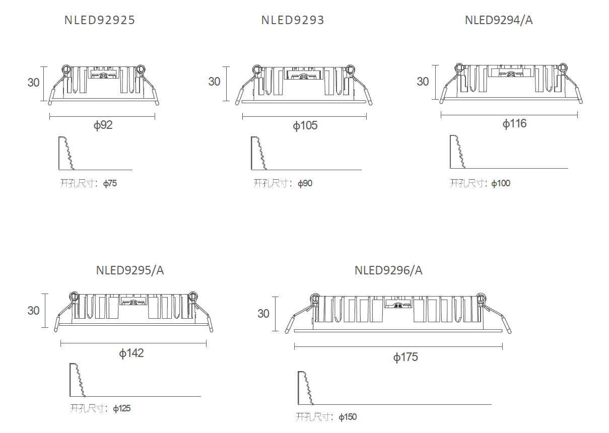 LED嵌入式筒灯 NLED929系列(图1) LED嵌入式筒灯 NLED929系列(图1)